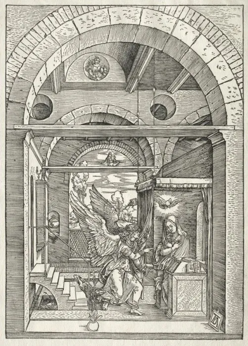 Framed Print : Life of the Virgin: The Annunciation, 1504-1505. Creator: Albrecht Dürer (German, 1471-1528) Framed Print : Life of the Virgin: The Annunciation, 1504-1505. Creator: Albrecht Dürer (German, 1471-1528)
