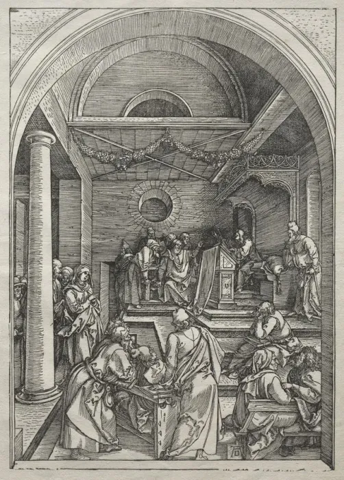Framed Print : Life of the Virgin: Christ Among the Doctors, 1504-1505. Creator: Albrecht Dürer (German Framed Print : Life of the Virgin: Christ Among the Doctors, 1504-1505. Creator: Albrecht Dürer (German