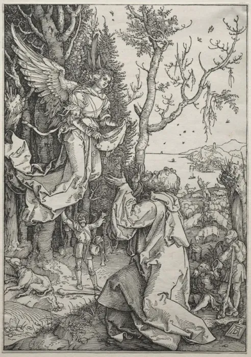 Framed Print : The Life of the Virgin: Joachim and the Angel, c. 1504. Creator: Albrecht Dürer (German Framed Print : The Life of the Virgin: Joachim and the Angel, c. 1504. Creator: Albrecht Dürer (German