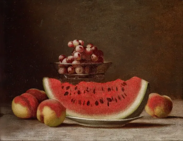 Framed Print : Still Life with Watermelon, date unknown, c1850-1910. Creator: Barton Stone Hays Framed Print : Still Life with Watermelon, date unknown, c1850-1910. Creator: Barton Stone Hays