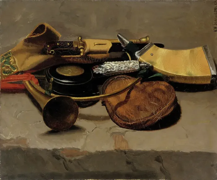 Framed Print : Still Life with Weapons, 1863. Creator: Karl Emanuel Jansson Framed Print : Still Life with Weapons, 1863. Creator: Karl Emanuel Jansson