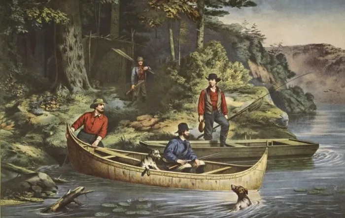 Framed Print : Life In The Woods, Starting out, pub. 1860, Currier & Ives (Colour Lithograph) Framed Print : Life In The Woods, Starting out, pub. 1860, Currier & Ives (Colour Lithograph)