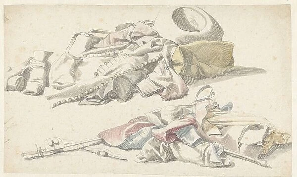 Two still lifes of a soldier's uniform, 1600-1699. Creator: Anon