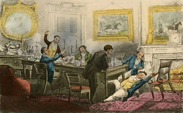 Lift me up! Tie me in my Chair! Fill my Glass!, 1838. Artist: Henry Thomas Alken