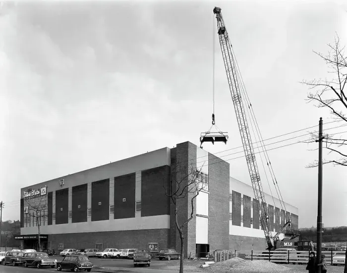 Framed Print : Lifting heat exchangers into place, Silver Blades Ice Rink, Sheffield, South Yorkshire, 1966 Framed Print : Lifting heat exchangers into place, Silver Blades Ice Rink, Sheffield, South Yorkshire, 1966