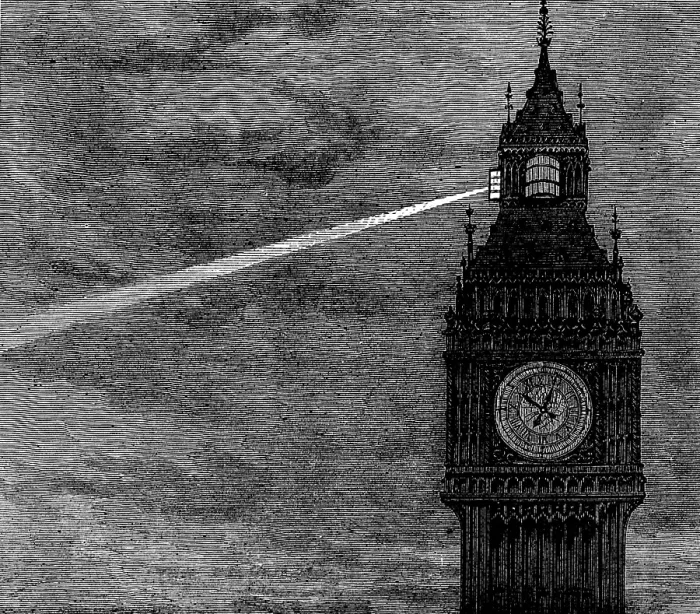 Framed Print : Light on the clock-tower, Houses of Parliament, 1873. Creator: Unknown Framed Print : Light on the clock-tower, Houses of Parliament, 1873. Creator: Unknown