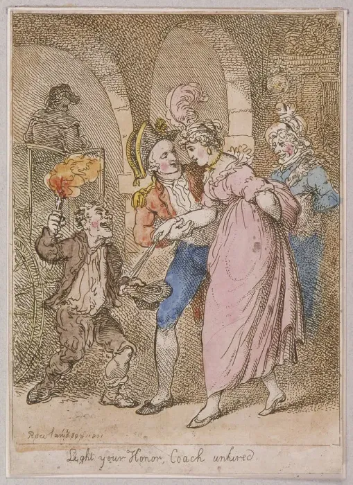 Framed Print : Light your Honor Coach unhired; scene at Covent Garden piazza, Cries of London, 1811 Framed Print : Light your Honor Coach unhired; scene at Covent Garden piazza, Cries of London, 1811