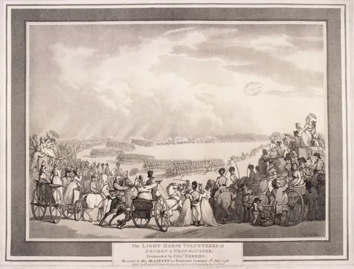 Framed Print : The Light Horse Volunteers of London & Westminster, 1798. Artist: Thomas Rowlandson Framed Print : The Light Horse Volunteers of London & Westminster, 1798. Artist: Thomas Rowlandson