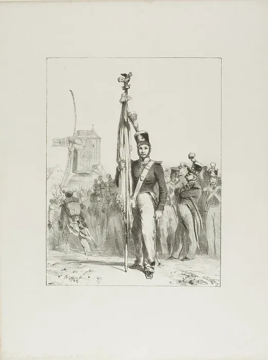 Framed Print : Light Infantry, Standard-Bearer, 1830–33. Creator: Auguste Raffet Framed Print : Light Infantry, Standard-Bearer, 1830–33. Creator: Auguste Raffet