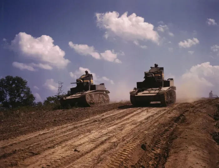 Framed Print : Light tanks, Fort Knox, Ky. 1942. Creator: Alfred T Palmer Framed Print : Light tanks, Fort Knox, Ky. 1942. Creator: Alfred T Palmer