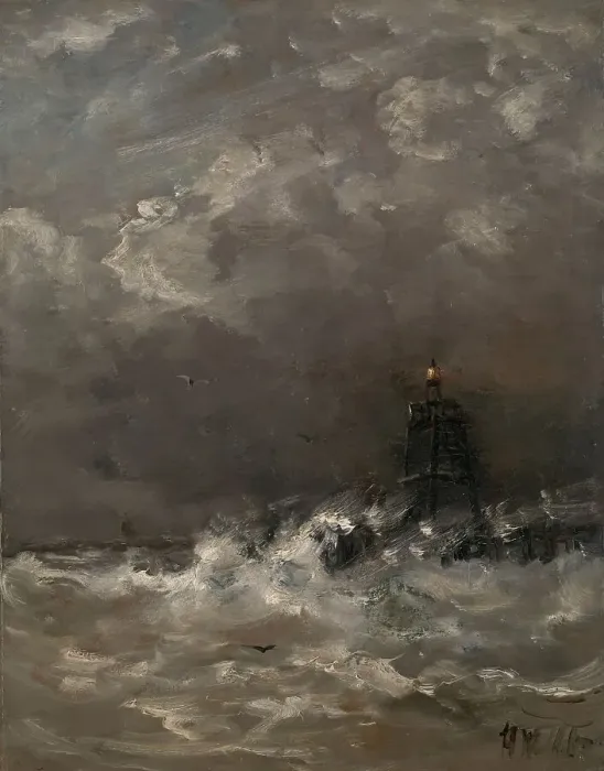 Framed Print : Lighthouse in Breaking Waves, c.1900-c.1907. Creator: Hendrik Willem Mesdag Framed Print : Lighthouse in Breaking Waves, c.1900-c.1907. Creator: Hendrik Willem Mesdag