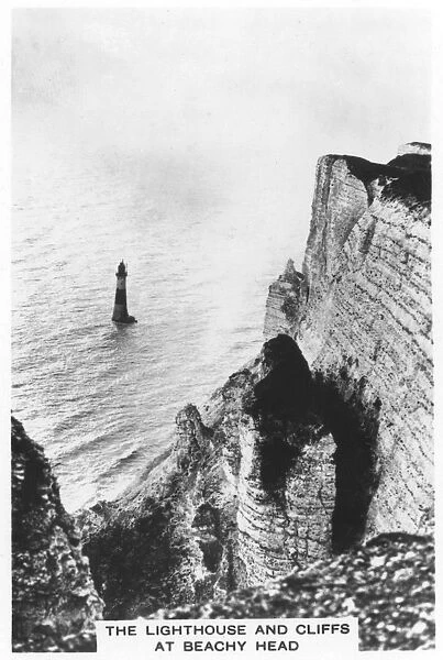 The lighthouse and cliffs at Beachy Head, 1936
