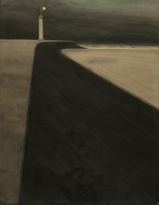 Framed Print : Lighthouse on the dike, 1908. Creator: Spilliaert, Leon (1881-1946) Framed Print : Lighthouse on the dike, 1908. Creator: Spilliaert, Leon (1881-1946)