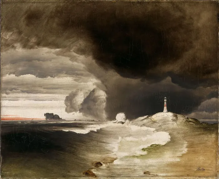 Framed Print : Lighthouse on the Norwegian Coast, ca 1855. Creator: Balke, Peder (1804-1887) Framed Print : Lighthouse on the Norwegian Coast, ca 1855. Creator: Balke, Peder (1804-1887)