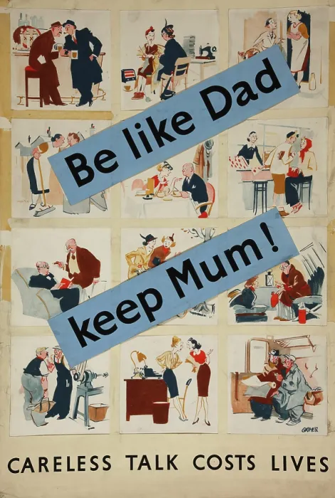 Framed Print : Be like dad - keep mum!, WWII poster. between 1939 and 1946. Creators: Central Office of Information, Leslie Grimes. Be like dad - keep mum!, WWII poster Framed Print : Be like dad - keep mum!, WWII poster. between 1939 and 1946. Creators: Central Office of Information, Leslie Grimes. Be like dad - keep mum!, WWII poster