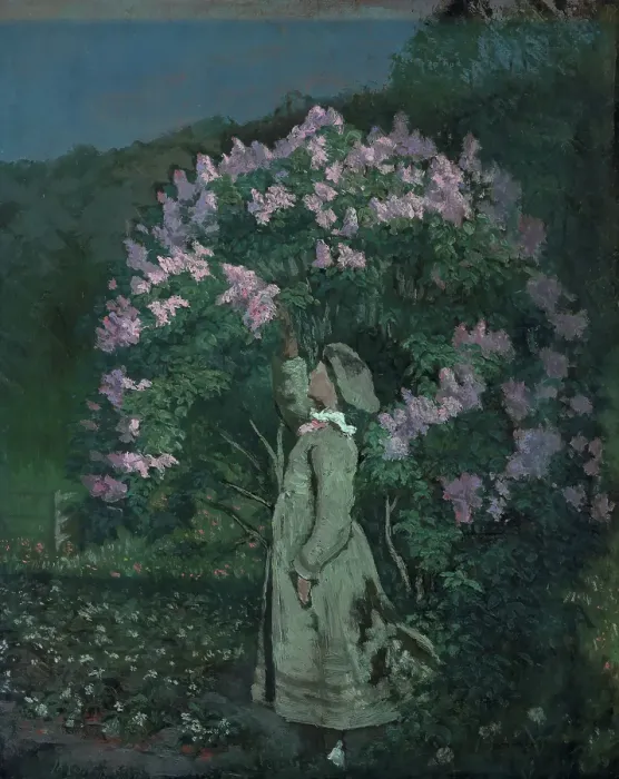 Framed Print : The Lilac Bush, 1881. Creator: Olaf Isaachsen Framed Print : The Lilac Bush, 1881. Creator: Olaf Isaachsen