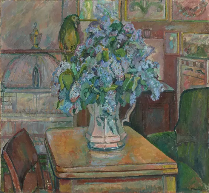Framed Print : Lilacs and Parrot, 1917. Creator: Oluf Wold-Torne Framed Print : Lilacs and Parrot, 1917. Creator: Oluf Wold-Torne