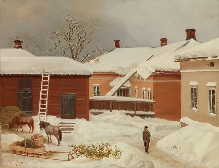 Framed Print : The Liljenstrand House in Winter, 1860. Creator: Magnus von Wright Framed Print : The Liljenstrand House in Winter, 1860. Creator: Magnus von Wright