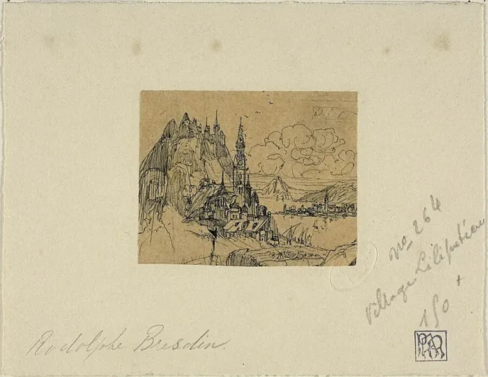 Framed Print : The Lilliputian Village, n. d. Creator: Rodolphe Bresdin Framed Print : The Lilliputian Village, n. d. Creator: Rodolphe Bresdin