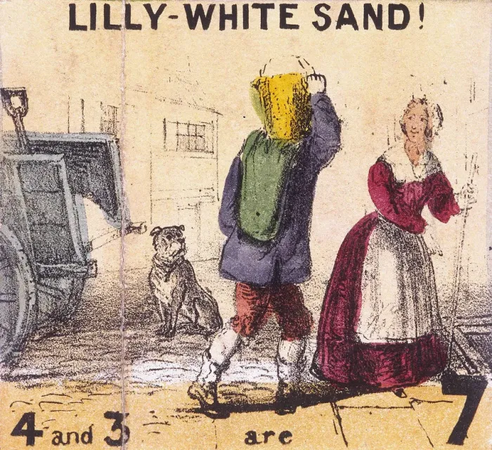 Framed Print : Lilly-white Sand!, Cries of London, c1840. Artist: TH Jones Framed Print : Lilly-white Sand!, Cries of London, c1840. Artist: TH Jones