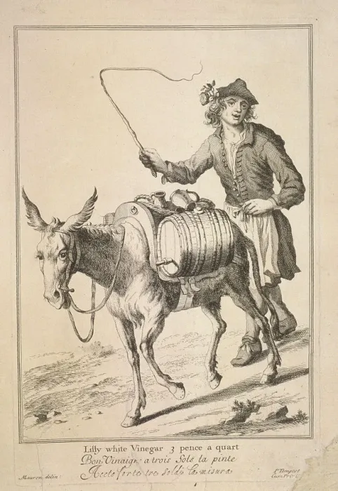 Framed Print : Lilly white Vinegar 3 pence a quart, Cries of London, (1688?) Framed Print : Lilly white Vinegar 3 pence a quart, Cries of London, (1688?)