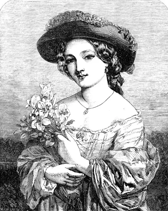 Framed Print : The Lily - painted by C. Baxter - from the Exhibition of the Society of British Artists, 1856. Creator: Harvey Orrin Smith. The Lily - painted by C. Baxter - from the Exhibition of the Society of British Artists, 1856 Framed Print : The Lily - painted by C. Baxter - from the Exhibition of the Society of British Artists, 1856. Creator: Harvey Orrin Smith. The Lily - painted by C. Baxter - from the Exhibition of the Society of British Artists, 1856