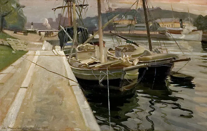 Framed Print : Lime boats, 1908. Creator: Alarik Munsterhjelm Framed Print : Lime boats, 1908. Creator: Alarik Munsterhjelm