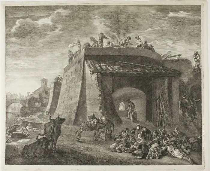 Framed Print : Lime-Kiln, from Cabinet Reynst, 1655-59. Creator: Cornelis de Visscher Framed Print : Lime-Kiln, from Cabinet Reynst, 1655-59. Creator: Cornelis de Visscher
