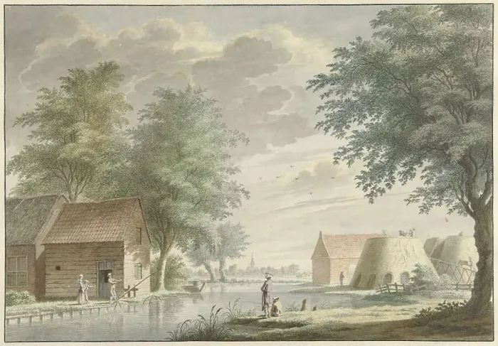 Framed Print : Lime kilns at Hillegom, 1765. Creator: Gerard van Rossum Framed Print : Lime kilns at Hillegom, 1765. Creator: Gerard van Rossum