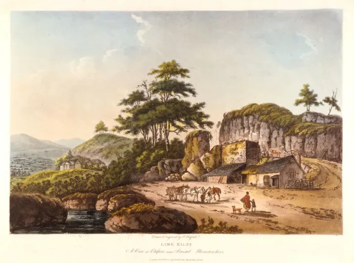Framed Print : Lime Kilns. A View at Clifton near Bristol, Gloucestershire, 1798. Artist: John Hassell Framed Print : Lime Kilns. A View at Clifton near Bristol, Gloucestershire, 1798. Artist: John Hassell