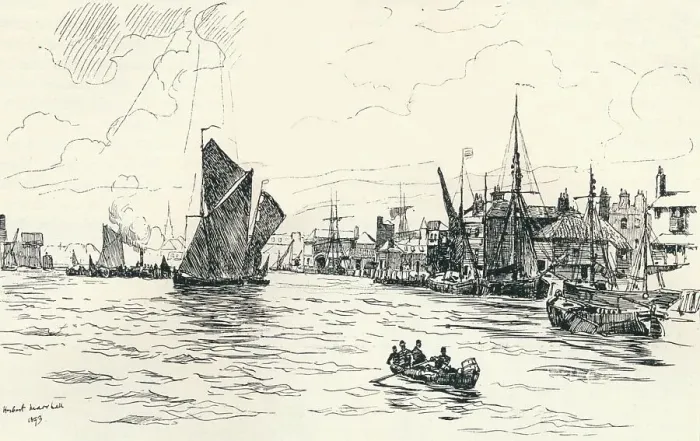 Framed Print : From Limehouse Pier, 1873, (1894). Artist: Herbert Menzies Marshall Framed Print : From Limehouse Pier, 1873, (1894). Artist: Herbert Menzies Marshall