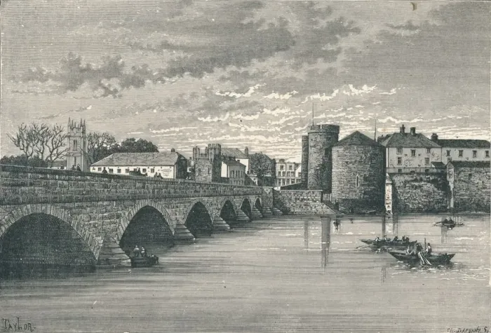 Framed Print : Limerick - Thomond Bridge and King Johns Castle, 1896 Framed Print : Limerick - Thomond Bridge and King Johns Castle, 1896
