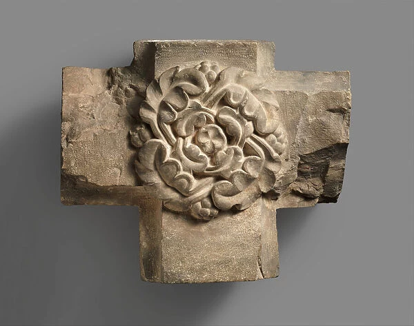 Limestone Keystone from a Vaulted Ceiling, German, ca. 1220-30. Creator: Unknown