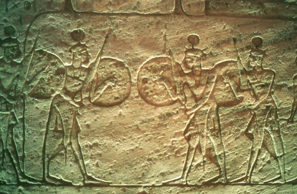 Limestone relief showing Hittite soldiers, Temple of Abu Simbel, Egypt, 14th-13th century BC