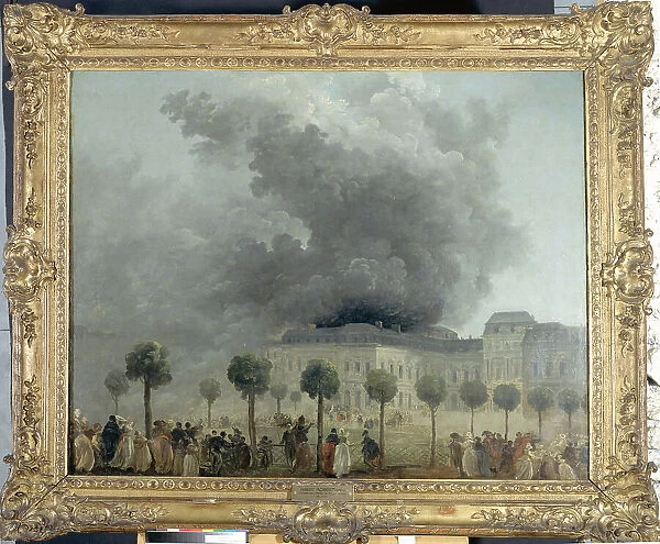 L'incendie de l'Opéra, vu des jardins du Palais-Royal, le 8 juin 1781, c1781. Creator: Hubert Robert