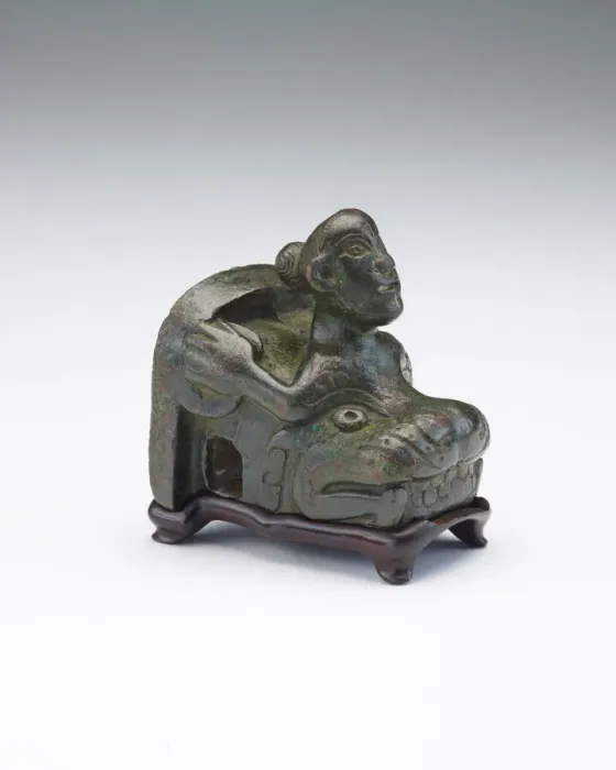 Framed Print : Linchpin on the form of a figure and dragon head, Han dynasty, 122-125. Creator: Unknown Framed Print : Linchpin on the form of a figure and dragon head, Han dynasty, 122-125. Creator: Unknown