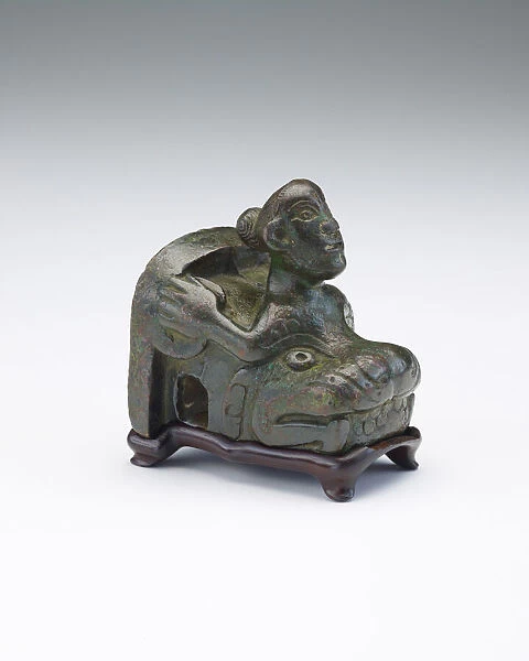 Linchpin on the form of a figure and dragon head, Han dynasty, 122-125. Creator: Unknown