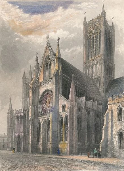 Lincoln Cathedral - View of South Transept & Central Tower, 1836. Artist: Benjamin Winkles