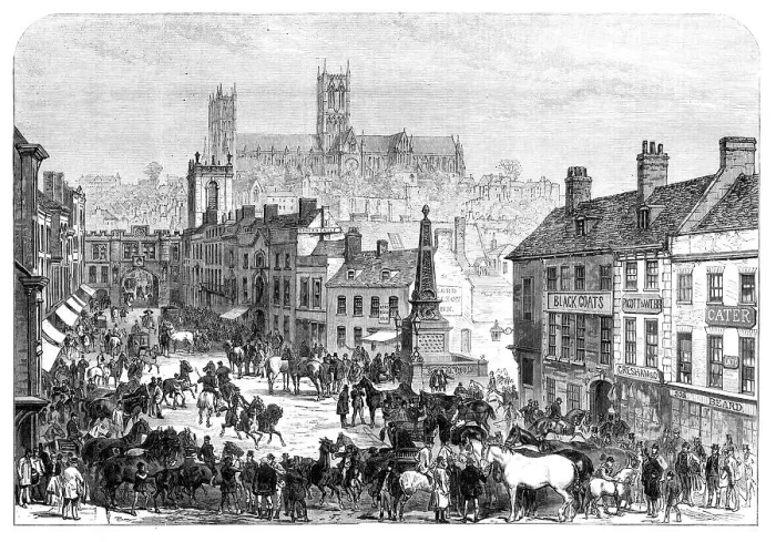 Framed Print : Lincoln Horse Fair, 1870. Creator: Unknown Framed Print : Lincoln Horse Fair, 1870. Creator: Unknown