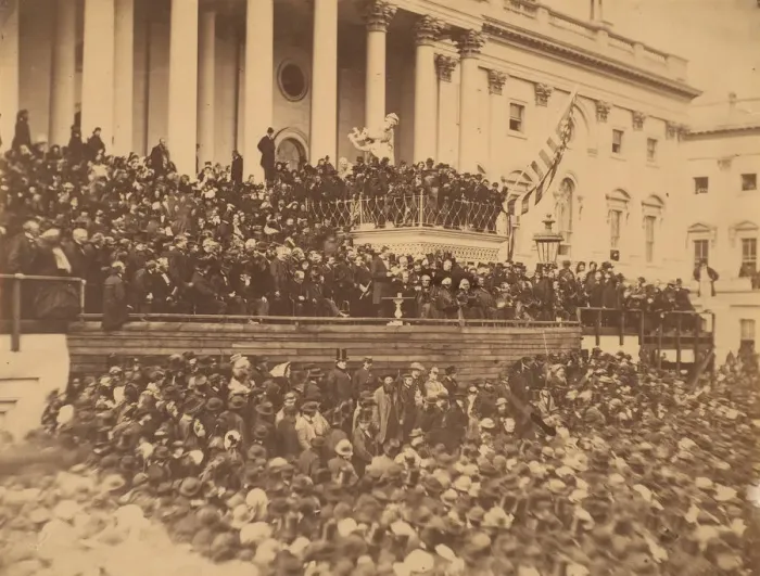 Framed Print : Lincoln Inauguration, March 4, 1865. Creator: Alexander Gardner Framed Print : Lincoln Inauguration, March 4, 1865. Creator: Alexander Gardner
