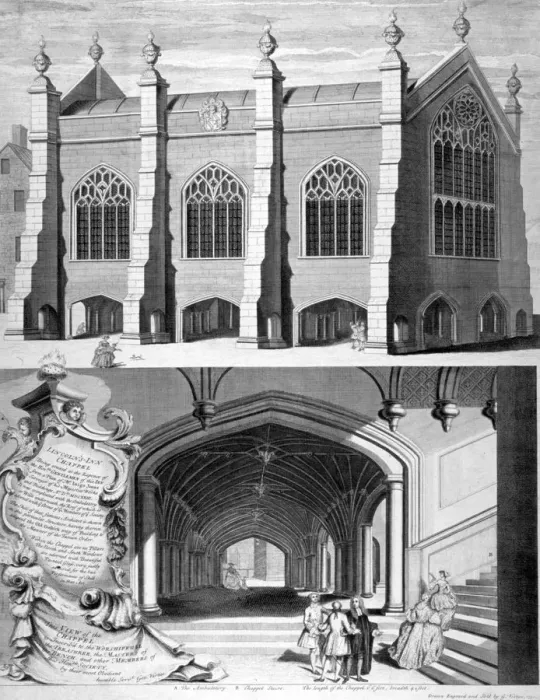 Framed Print : Lincolns Inn Chapel, Holborn, London, 1751. Artist: George Vertue Framed Print : Lincolns Inn Chapel, Holborn, London, 1751. Artist: George Vertue