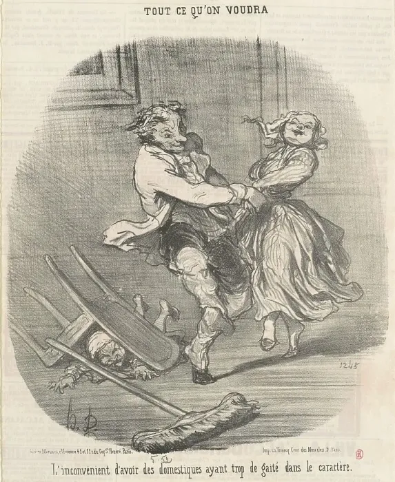 Framed Print : L'inconvénient d'avoir des domestiques... 19th century. Creator: Honore Daumier Framed Print : L'inconvénient d'avoir des domestiques... 19th century. Creator: Honore Daumier