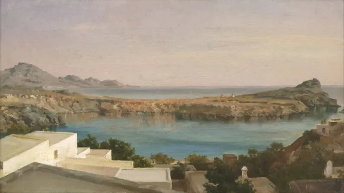 Framed Print : Lindos, Rhodes, ca 1860-1870. Artist: Leighton, Frederic, 1st Baron Leighton (1830-1896) Framed Print : Lindos, Rhodes, ca 1860-1870. Artist: Leighton, Frederic, 1st Baron Leighton (1830-1896)