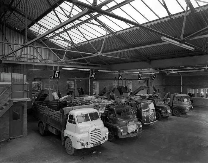 Framed Print : Line up of 1950s lorries at Spillers Animal Foods, Gainsborough, Lincolnshire, 1961 Framed Print : Line up of 1950s lorries at Spillers Animal Foods, Gainsborough, Lincolnshire, 1961