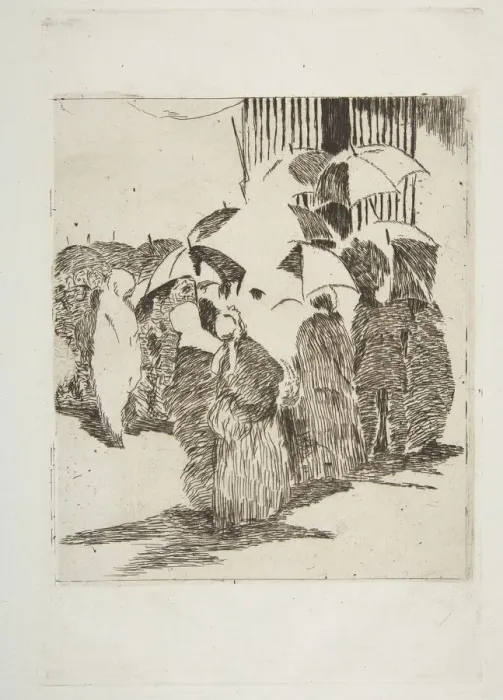 Framed Print : Line in front of the Butcher Shop, 1870-71. Creator: Edouard Manet Framed Print : Line in front of the Butcher Shop, 1870-71. Creator: Edouard Manet