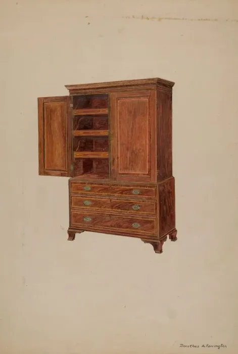 Framed Print : Linen Press, 1935 / 1942. Creator: Dorothea A. Farrington Framed Print : Linen Press, 1935 / 1942. Creator: Dorothea A. Farrington