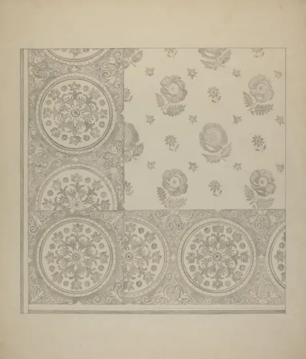 Framed Print : Linen Towel - Flower Design, c. 1937. Creator: Katherine Hastings Framed Print : Linen Towel - Flower Design, c. 1937. Creator: Katherine Hastings