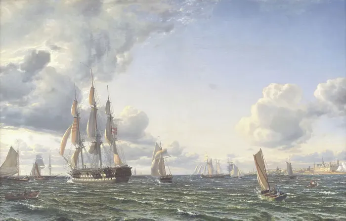 Framed Print : The liner Valdemar crosses the Sound, 1856. Creator: Emanuel Larsen. The liner Valdemar crosses the Sound, 1856. Creator: Emanuel Larsen Framed Print : The liner Valdemar crosses the Sound, 1856. Creator: Emanuel Larsen. The liner Valdemar crosses the Sound, 1856. Creator: Emanuel Larsen