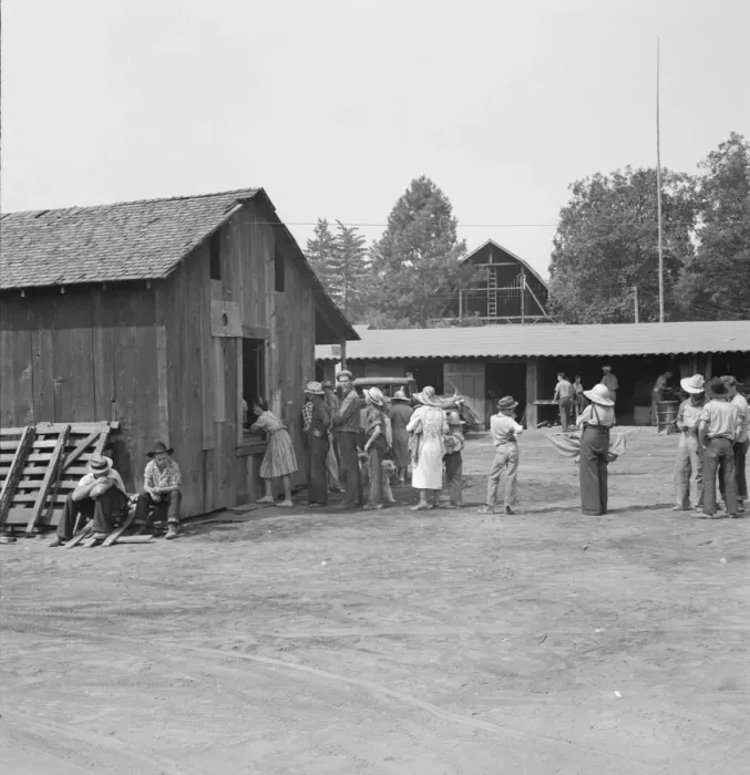 Framed Print : Part of the lineup at paymasters window... near Grants Pass, Josephine County, Oregon, 1939. Creator: Dorothea Lange Framed Print : Part of the lineup at paymasters window... near Grants Pass, Josephine County, Oregon, 1939. Creator: Dorothea Lange