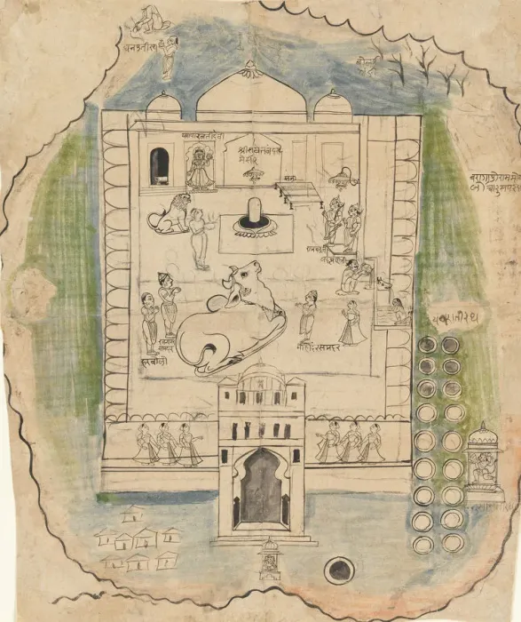 Framed Print : Linga Temple Compound, late 19th century. Creator: Unknown Framed Print : Linga Temple Compound, late 19th century. Creator: Unknown